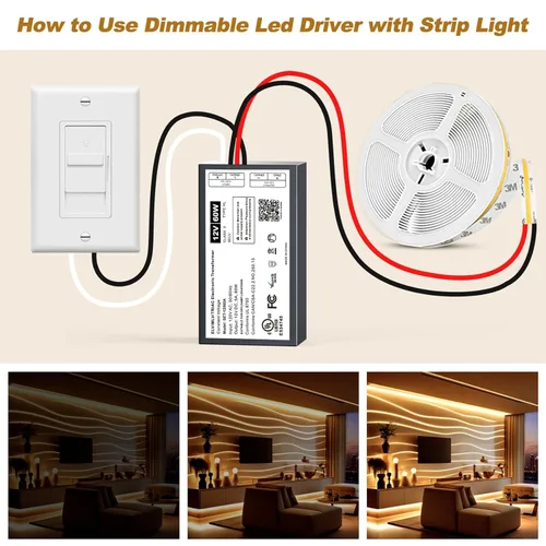 Miniatura 3 de Controlador LED regulable de 12 V, transformador LED Triac ELV/MLV de 60 W compatible con interruptores Lutron y Leviton, fuente de alimentación LED