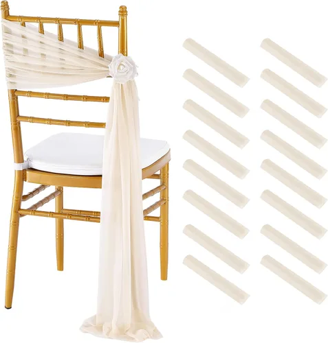 Miniatura 27 de Fanqisi 16 cintas para sillas con cintas de 8 pies de largo, cortinas de tela suave para decoración de bodas, iglesias, sillas, pasillos