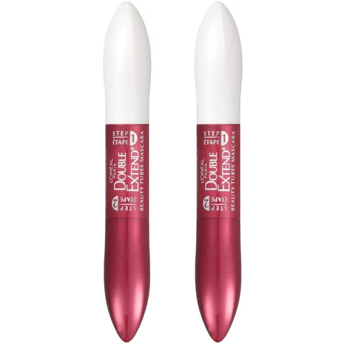 Miniatura 7 de L'Oreal Paris Makeup Double Extend Tubing Mascara, máscara de 2 pasos para alargar, a prueba de manchas, negro, paquete de 2