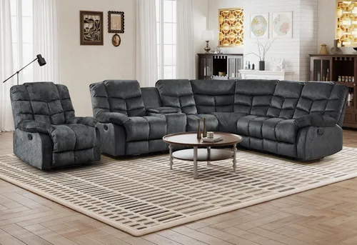 Miniatura 11 de CANMOV Silla reclinable manual, sofá reclinable individual con respaldo y reposabrazos sobrerelleno para sala de estar, muebles de dormitorio