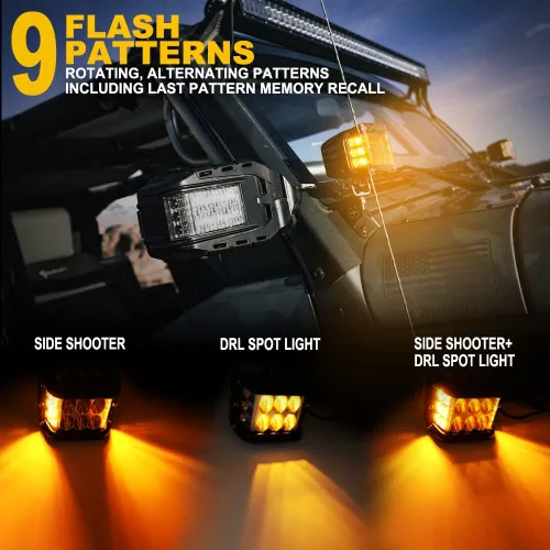 Miniatura 3 de Luces LED de 4 pulgadas con disparador lateral, luces estroboscópicas de doble color DRL e interruptor para camión, SUV, todoterreno, ATV, UTV 4x4