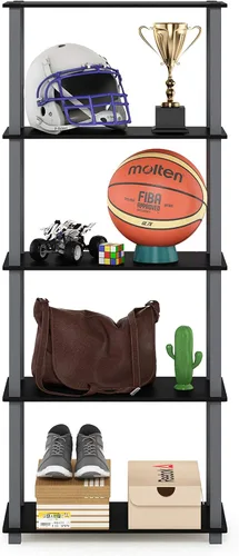 Miniatura 4 de Furinno Turn-N-Tube - Estante multiusos de 5 niveles, estante de exhibición, estante de almacenamiento, estantería, tubos cuadrados, color negro