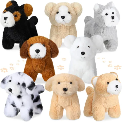 Miniatura 11 de Sumind 8 piezas de perros de Navidad de peluche, surtido a granel de lindos perritos de peluche de 5 pulgadas, pequeño animal para Navidad