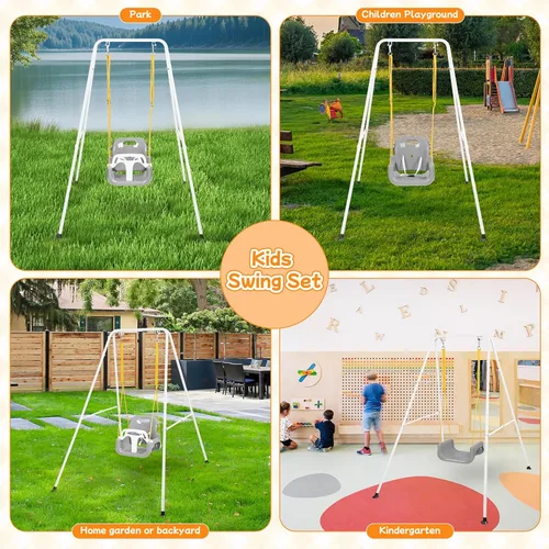 Miniatura 8 de Columpio 3 en 1 para bebé, plegable para interiores y exteriores, columpios multifuncionales para niños de 6 meses en adelante, fácil de montar