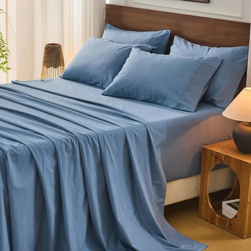 Miniatura 32 de Bedlifes Juego de sábanas de 100 % lino francés tamaño Queen, estampado floral, patrón botánico transpirable, bolsillo profundo de 16 pulgadas, 4
