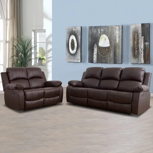 Miniatura 3 de A Ainehome Juego de sofá reclinable de lujo para sala de estar, juego de sofá reclinable de cuero y sillas de dos plazas, juegos de muebles de sala