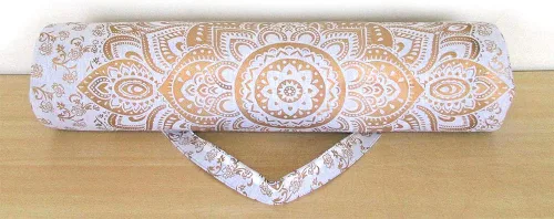 Miniatura 4 de ICC - Bolsa de transporte para yoga con mandala, dorada, color negro y dorado, con cremallera completa, para gimnasio, playa, pilates, bolsa