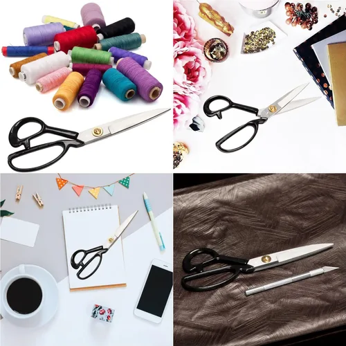 Miniatura 7 de Tijeras de coser ultra afiladas + cuchillo de manualidades – Tijeras profesionales resistentes de 9 pulgadas – Tijeras multiusos: oficina y Plata 9