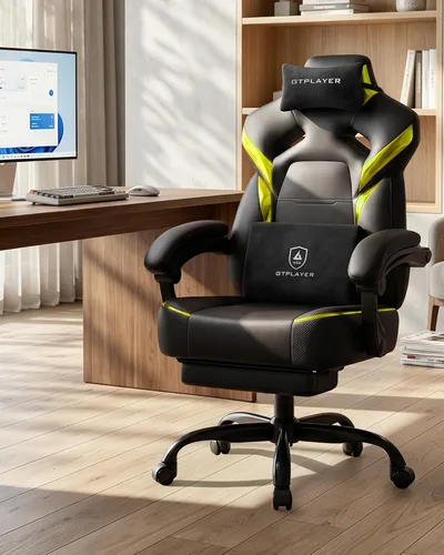 Miniatura 5 de GTPLAYER Silla para videojuegos, silla de oficina para computadora con cojín de resorte de bolsillo, reposabrazos de conexión, cómoda silla