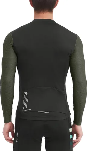 Miniatura 9 de Santic - Camiseta de ciclismo para hombre, manga larga, reflejante, cremallera completa, con bolsillos