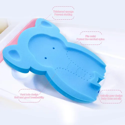 Miniatura 8 de Esponja de baño infantil suave elefante bebé alfombra de baño recién nacido cómodo espuma antideslizante cojín (azul, 1 juego)