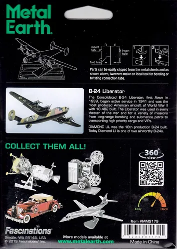 Miniatura 7 de Fascinations Metal Earth B-24 Liberator 3D Kit de modelo de metal