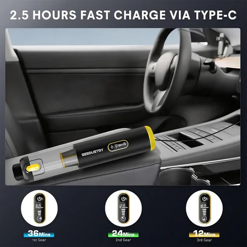 Miniatura 7 de SEEDUSTRY Aspiradora de Mano Portátil Inalámbrica para Automóvil, 6 en 1, mini aspiradora inalámbrica con motor sin escobillas y potente succión