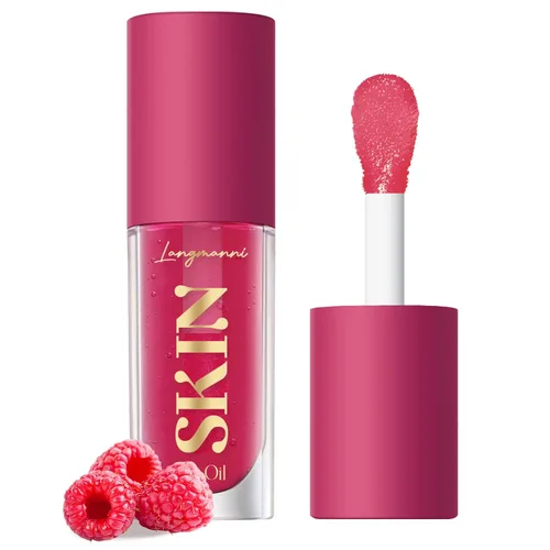 LANGMANNI Aceite labial hidratante, brillo labial sin adherencia, bálsamo labial para el cuidado de los labios, aceite labial con sabor a fruta para