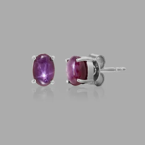 Miniatura 7 de Pendientes de tuerca ovalados con forma ovalada de rubí en plata de ley 925 para mujeres y niñas, Gema, rubí