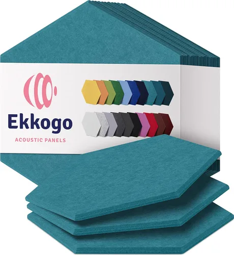 Miniatura 45 de Paneles insonorizantes de alta densidad para pared, forma hexagonal, paquete de 12 unidades de 14" x 12.1" x 0.4", color azul mezclilla Azul denim