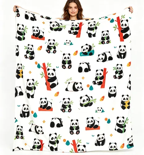 Miniatura 10 de Sviuse Cute Panda Blanket Ultra-Soft Fluffy Throw, Cozy Lightweight Bed Blanket for Kids Adults, Kawaii Pandas Print Blanket for Couch Bed Sofa, for
