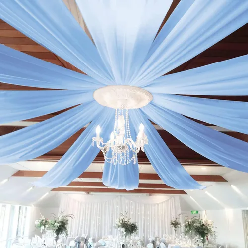 Miniatura 6 de FOTSHARER Cortinas de techo azul bebé para boda, 2 paneles de 5 x 20 pies, gasa para arco de boda, cortinas de techo para telón de fondo, decoración
