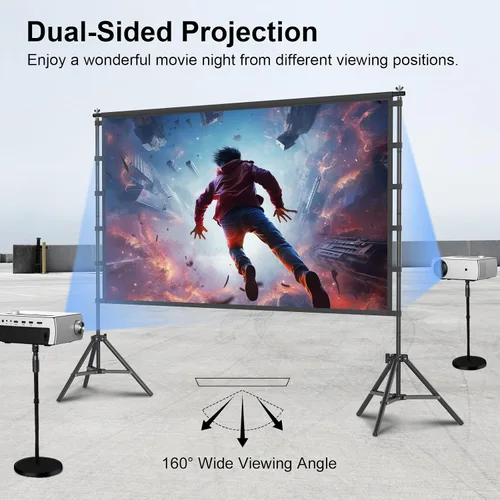 Miniatura 5 de TOWOND - Pantalla de proyector para exteriores con soporte, pantalla de cine portátil de 120 pulgadas, pantalla de proyección plegable HD 16:9
