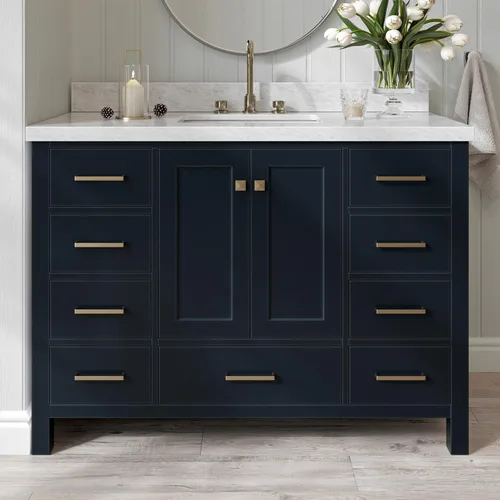 Miniatura 24 de ARIEL Cambridge - Mueble de baño espresso de 43 pulgadas con fregadero, borde de mármol italiano de carrara de 1.5 pulgadas, madera maciza