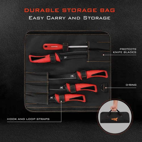 Miniatura 2 de KastKing Intimidator Cuchillos de Carnada y Fileteado, Hojas de Acero Inoxidable Alemán Ultra-Afiladas G4116, Agua Dulce o Salada, Mango Kit