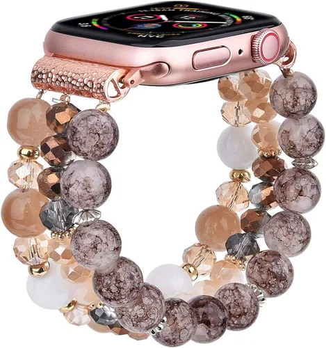 CAGOS Pulsera de cuentas compatible con Apple Watch Band Series 10/9/8/7/6/5/4/3/2/1 SE de 1.496 pulgadas, 1.575 pulgadas, 1.614 pulgadas, 1.654