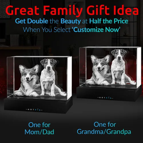 Miniatura 2 de ArtPix 3D Foto de cristal, regalos conmemorativos personalizados para perros con tu propia foto para los amantes de los perros, dueños de mascotas