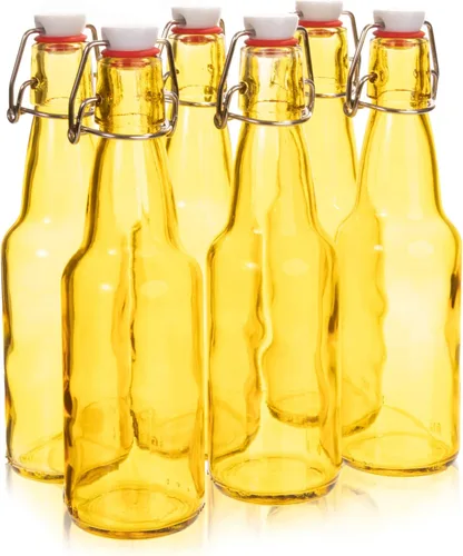 Cocktailor Botellas de cerveza Grolsch de vidrio (paquete de 6, 11 oz./11.2 fl oz), sellado hermético con tapa abatible/tapones abatibles,
