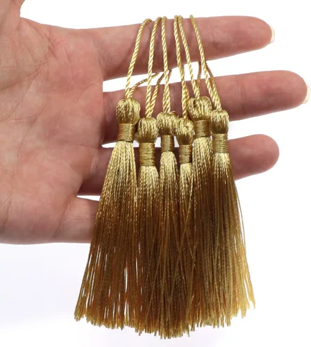 Miniatura 4 de VAPKER 100 unidades de borlas suaves y sedosas hechas a mano con lazo de cordón de 2 pulgadas para hacer joyas, proyectos de bricolaje, marcapáginas