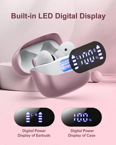 Miniatura 4 de Auriculares inalámbricos, 42H de tiempo de reproducción, auriculares Bluetooth 5.3, auriculares con cancelación de ruido de llamada estéreo HiFi