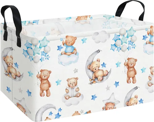 Miniatura 25 de Cesta de lavandería plegable rectangular, canasta de lona, cesta para guardería, adecuada para niños, oficina, dormitorio, ropa, almacenamiento