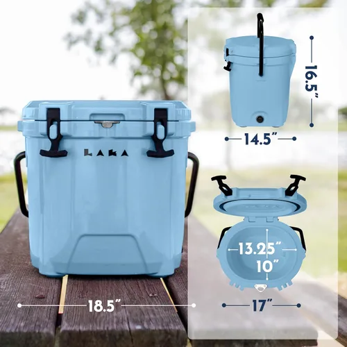 Miniatura 7 de LAKA Small Cooler - 20 Quart Rotomolded Hard Ice Chest, Insulated Cooler for Beach, Camping, Travel & Fishing, Holds 18 Cans + 25 lb Ice, Up to 5