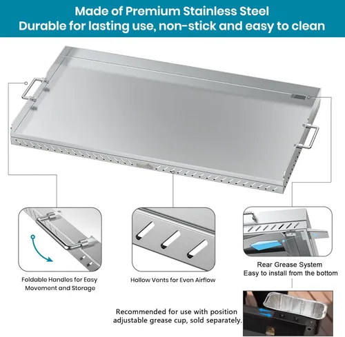 Miniatura 3 de Stanbroil Parrilla de gas de acero inoxidable de 36 pulgadas de repuesto para parrilla de gas Blackstone de 4 quemadores, parrilla superior plana