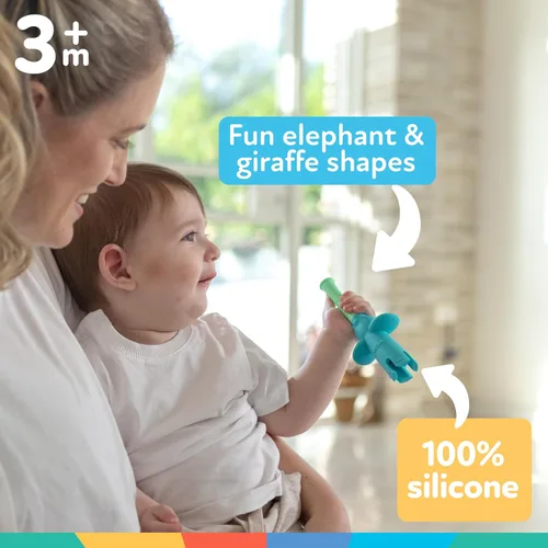 Miniatura 5 de Nuby Mordedor de tubo - (2 unidades) juguete de dentición para bebés - 3+ meses - elefante y jirafa