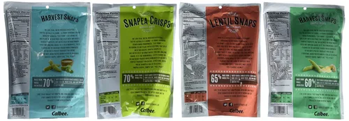 Miniatura 4 de Crisps Calbee snapea harvest snaps variados wasabi, tomate basilio, césar y ligeramente salado.