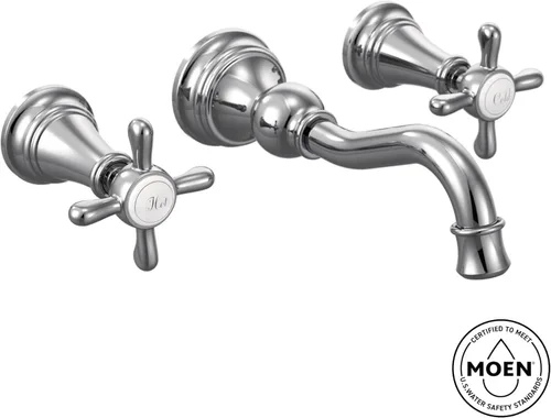 Miniatura 6 de Moen Grifo de baño de arco alto Weymouth de oro cepillado con 2 manijas (válvula se vende por separado), TS42112BG