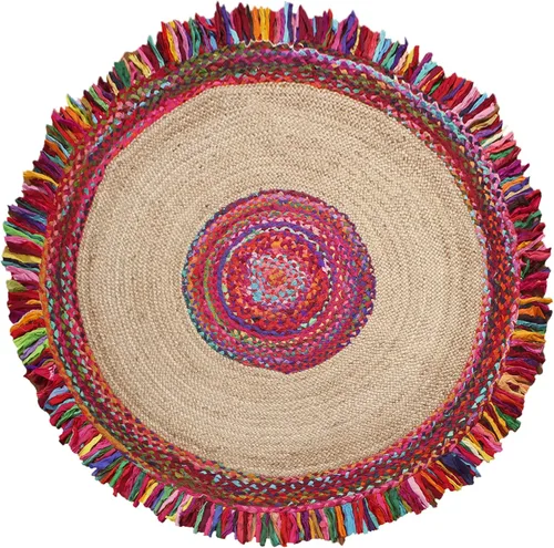 Miniatura 15 de Cape Cod - Alfombra trenzada de fibra de yute natural, alfombras indias kilim – Tapete pequeño de 3 x 2 pies tejido a mano de tejido plano para uso