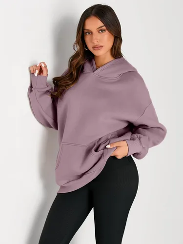 Miniatura 258 de Trendy Queen - Sudaderas extragrandes con capucha para mujer, suéteres de manga larga, sin botones, de vellón, de otoño, ropa de invierno