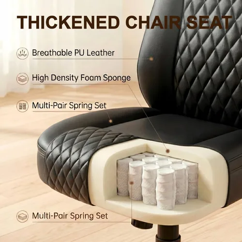 Miniatura 5 de GTPLAYER Silla de oficina de cuero, silla de escritorio para el hogar con brazos abatibles y respaldo ergonómico, cómoda silla ejecutiva resistente