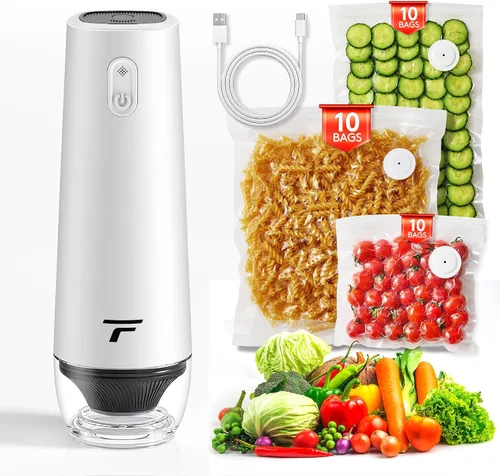 Miniatura 7 de Sellador al vacío para alimentos, diseño de chef para preservar la frescura, sellador al vacío manual compacto con 30 bolsas reutilizables, grado