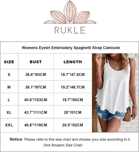 Miniatura 6 de Rukle Womens Tank Tops Eyelet Embroidery Solid Flowy Spaghetti Strap Loose Fit Scoop Neck Casual Sleeveless Cami