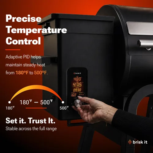 Miniatura 4 de Brisk It Zelos-450 - Parrilla Ahumadora Eléctrica de Pellets de Madera – Parrilla BBQ Inteligente con I.A. y WiFi, Área de Cocción de 450 pulgadas