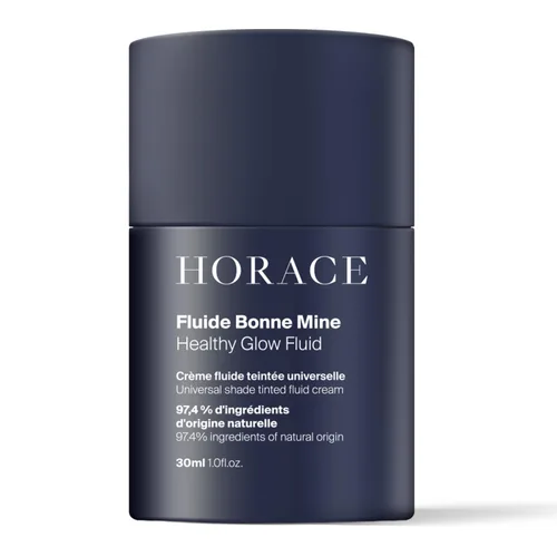 HORACE Fluido de brillo saludable para hombres – Crema líquida teñida – Sombra universal para todo tipo de piel – 97% ingredientes orgánicos y