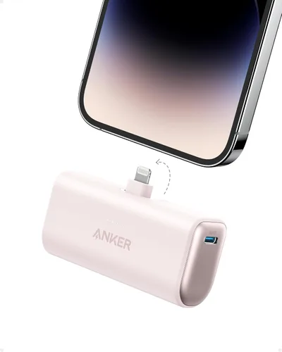 Cargador portátil Anker Nano para iPhone, con conector Lightning certificado MFi incorporado, batería externa de 5,000 mAh 12W, compatible con