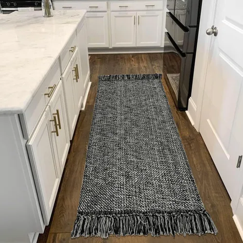 Miniatura 93 de Collive - Tapete de pasillo de cocina, 2 x 4.3 pies, tejido a mano, reversible, lavable, de algodón, color blanco/beige, para baño, pasillo