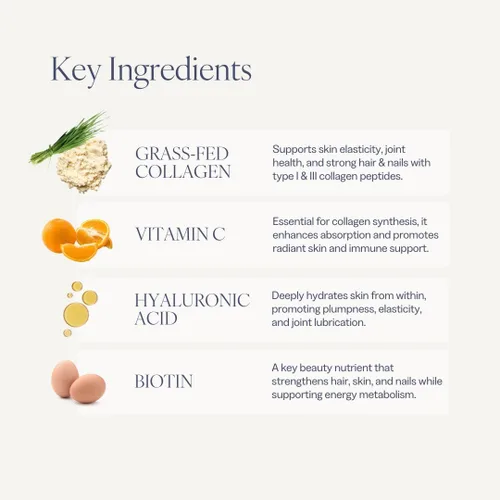 Miniatura 7 de Colágeno en polvo para mujeres, mezcla de belleza con vitamina C, biotina y ácido hialurónico, apoya el cabello, la piel y las uñas, 20 porciones
