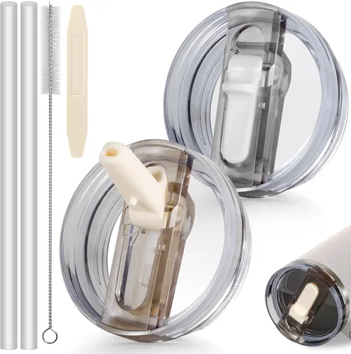 Miniatura 34 de 14 oz Tapa con popote abatible de repuesto para accesorios de vaso Stanley, 2 tapas antiderrames a prueba de derrames para vasos Stanley de 14 oz