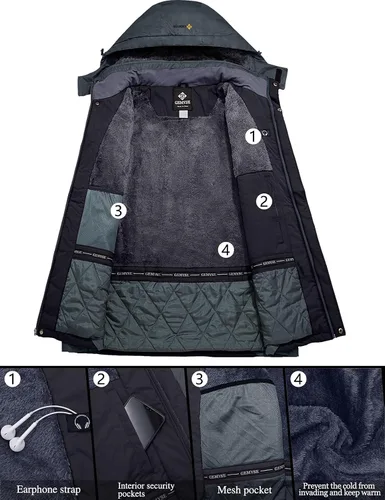 Miniatura 3 de GEMYSE - Chaqueta de esquí impermeable, resistente al viento, lluvia y nieve, para hombre