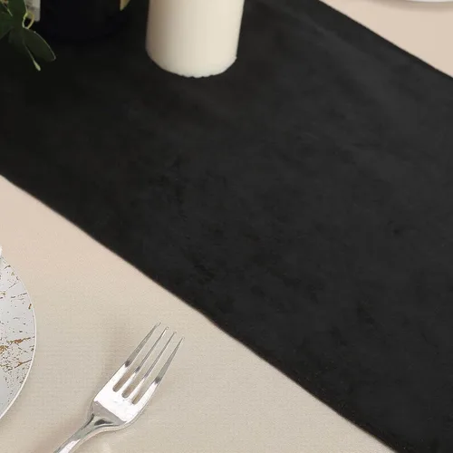 Miniatura 9 de Efavormart - Camino de mesa de terciopelo negro de alta calidad de 12 x 107 pulgadas para decoración de bodas y fiestas