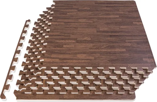 Miniatura 9 de ProsourceFit Tapete de rompecabezas de grano de madera de 1/2 pulgada, 6 baldosas de espuma EVA entrelazadas (24 pies cuadrados) para suelo de Gris